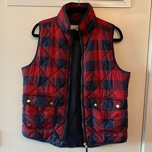 Red and navy checkered vest - lightweight perfect for fall, winter, and spring!
